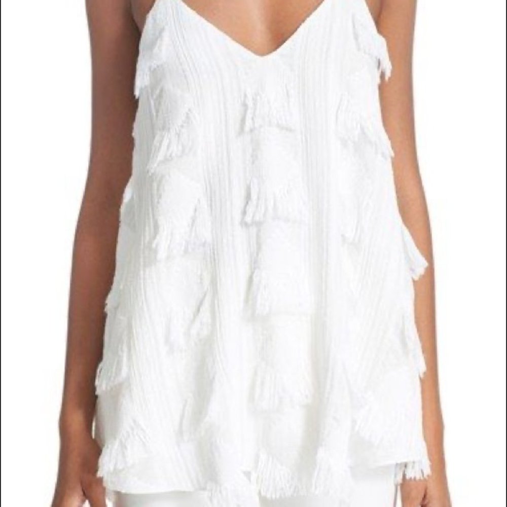 Derek Lam 10 Crosby White Top with Fringe
